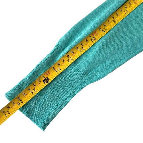 NWOT Acrobat  V-Neck Sweater Sz.L Turquoise Blue Asymmetrical Hem Relaxed Fit - Picture 8 of 11